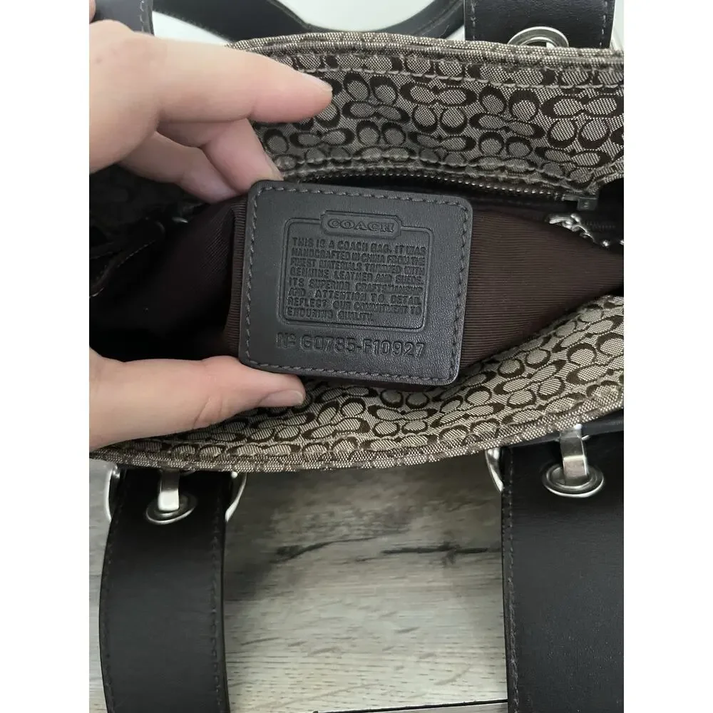 Coach Y2K Soho Signature C Canvas & Suede Leather Brown Satchel Purse Bag F10927